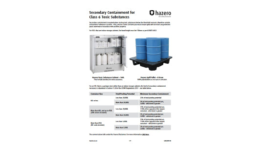 Secondary Containment for Class 6 Toxics